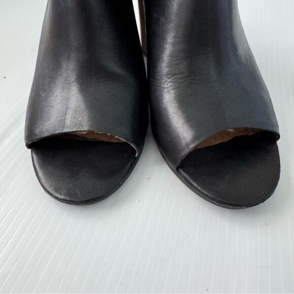 Luca Lane Hilaire leather upper stacked heel peep toe slipon shoes black size 10 - Picture 7 of 12